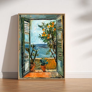 Offenes Fenster Henri Matisse Druck, Henri Matisse Stil Fauvismus Malerei, Moderne Ausstellung Druck, Mittelmeer, Retro Vintage Plakat