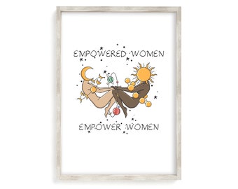 Empower Women Print - Mystical Female Body Print, Girl Power Print, Women Power Print, Celestial Print, Sun and Moon Print, Supporting Women