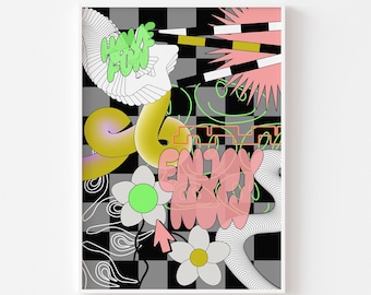 Y2K Surrealist Print: Retro Psychedelic Art Poster