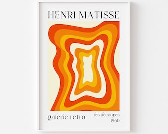 Henri Matisse Inspired Print: Groovy Retro Swirls, 60s 70s Style