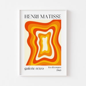 Impresión inspirada en Henri Matisse - Cartel de exposición de estilo retro Groovy Swirls, años 60 y 70, Galerie Rétro, The Cut Out's Papier Découpés, Formas