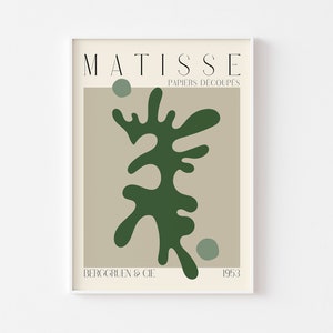 Tonalità neutre e verdi Stampa ispirata a MATISSE 1 - Papier Découpés di The Cut Out, stampa Berggruen & Cie, mostra d'arte, stile scandinavo