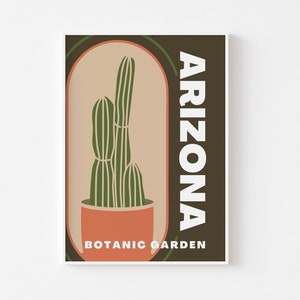 Arizona Botanic Garden Print - Bunte Retro Kunst, Groovy Kaktus Botanische, 1970er 1960er Jahre, Helle abstrakte Kunst, Wüste Boho Art, ein Trend Poster