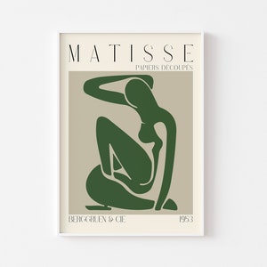 Tonalità neutre e verdi Stampa ispirata a MATISSE 2 - The Cut Out's Papier Découpés, stampa Berggruen & Cie, mostra d'arte, stile scandinavo