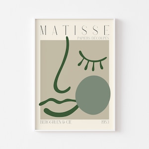 Tonalità neutre e verdi Stampa ispirata a MATISSE 3 - The Cut Out's Papier Découpés, stampa Berggruen & Cie, mostra d'arte, stile scandinavo