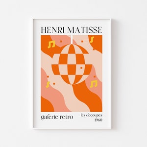 Impresión inspirada en Henri Matisse - Cartel de exposición de estilo retro de Disco Ball, años 60 y 70, Galerie Rétro, The Cut Out's Papier Découpés, Retro Dance
