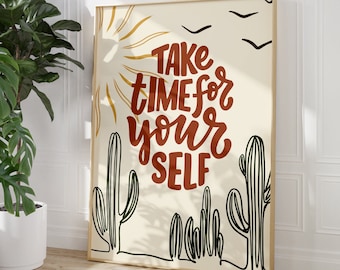 Desert Cactus Print: Boho Western Art, Self Care Poster
