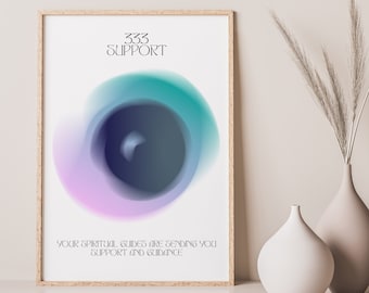 Angel Number 333 Gradient Print - Aura Energy Gradient, Support, Numerology Poster, Gradient Blur Print, Law Of Attraction, Spiritual Art