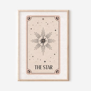 The Star Tarot Print Boho Wall Art, Celestial Wall Prints, Mystical Art, Neutral Decor, Astrology Posters, Tarot Card, Boho Horoscopes, image 1