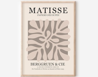 Matisse Berggruen & Cie Print - Matisse Inspired, The Cut Outs, Modern Wall Art, Beige Neutral, Henri Matisse Exhibition Art, Stylish Home