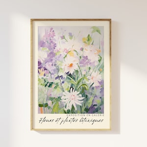 Exposición de ramos de flores: impresión: jarrón de flores estético con colores primaverales, Fleurs Botaniques, galería, arte floral abstracto contemporáneo