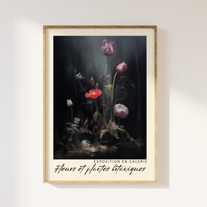 Exposición de ramos de flores: impresión: jarrón de flores de estética clásica y melancólica, Fleurs Botaniques, galería, arte floral abstracto contemporáneo