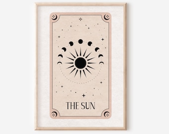 Die Sonne Tarot Karte Print: Celestial Boho Wall Art