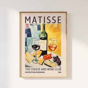 Stampa della mostra del club del formaggio e del vino di Henri Matisse - Pittura artistica della cucina e della sala da pranzo, Galleria d'arte, Poster di lusso classico moderno, Colorato