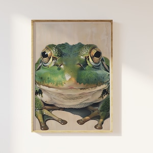 Impresión de rana japonesa, rana antigua vintage, ilustración de la naturaleza, pintura histórica, decoración tradicional japonesa para el hogar, póster de animales japoneses
