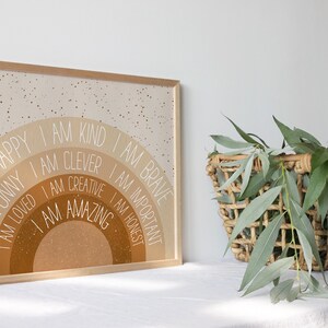 A bohemian positive affirmation print for your child's nursery or bedroom.
A lovely reminder of how loved they are, motivating them for a beautiful day ahead.