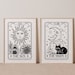 The Sun and The Moon Tarot Print Set of 2 - Boho Wall Art, Celestial Wall Prints, Mystical, Neutral Decor, Astrology Posters, Tarot Card Art 