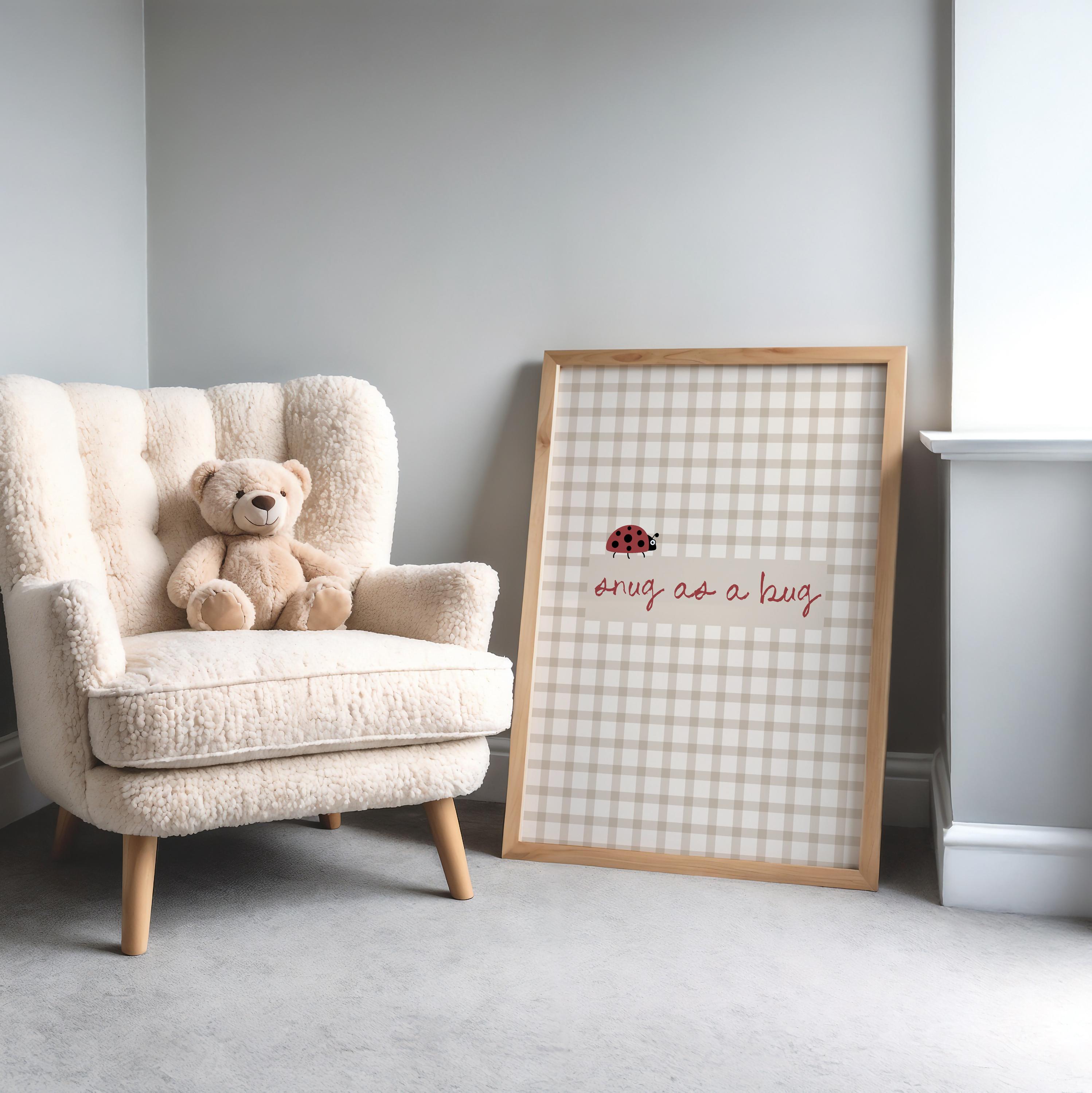 Snug as A Bug Print | Cute Ladybird Wall Art, Cosy Nursery Quote Poster ...
