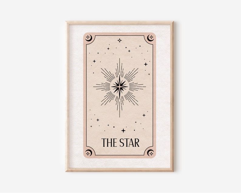 The Star Tarot Print Boho Wall Art, Celestial Wall Prints, Mystical Art, Neutral Decor, Astrology Posters, Tarot Card, Boho Horoscopes, image 1