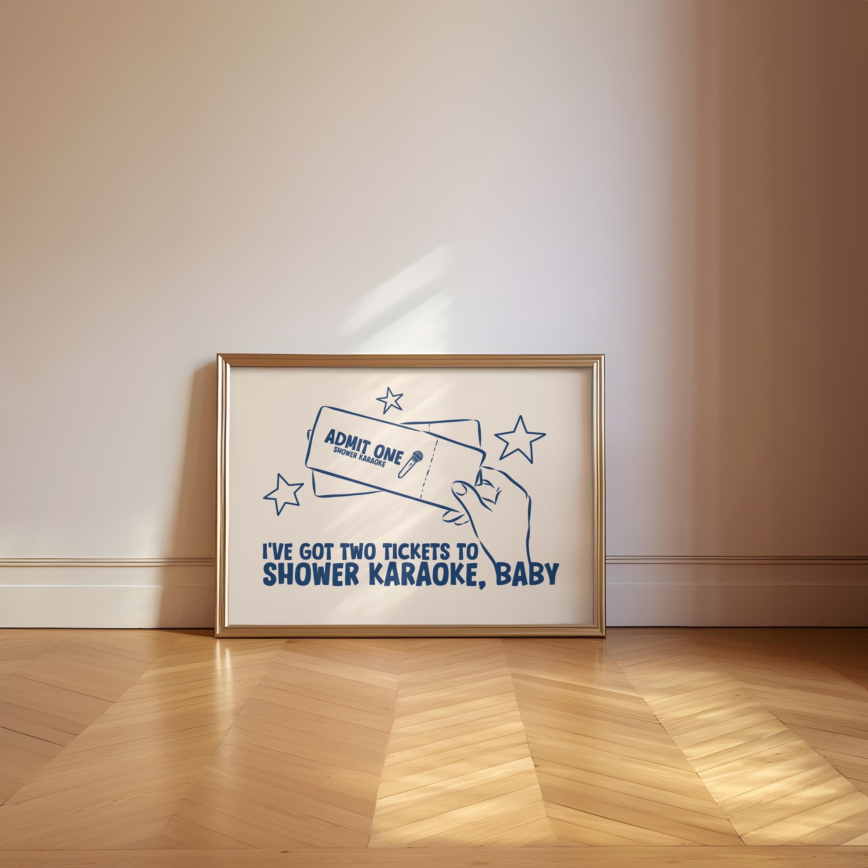 Shower Karaoke Ticket Print: Funny Bathroom Wall Art