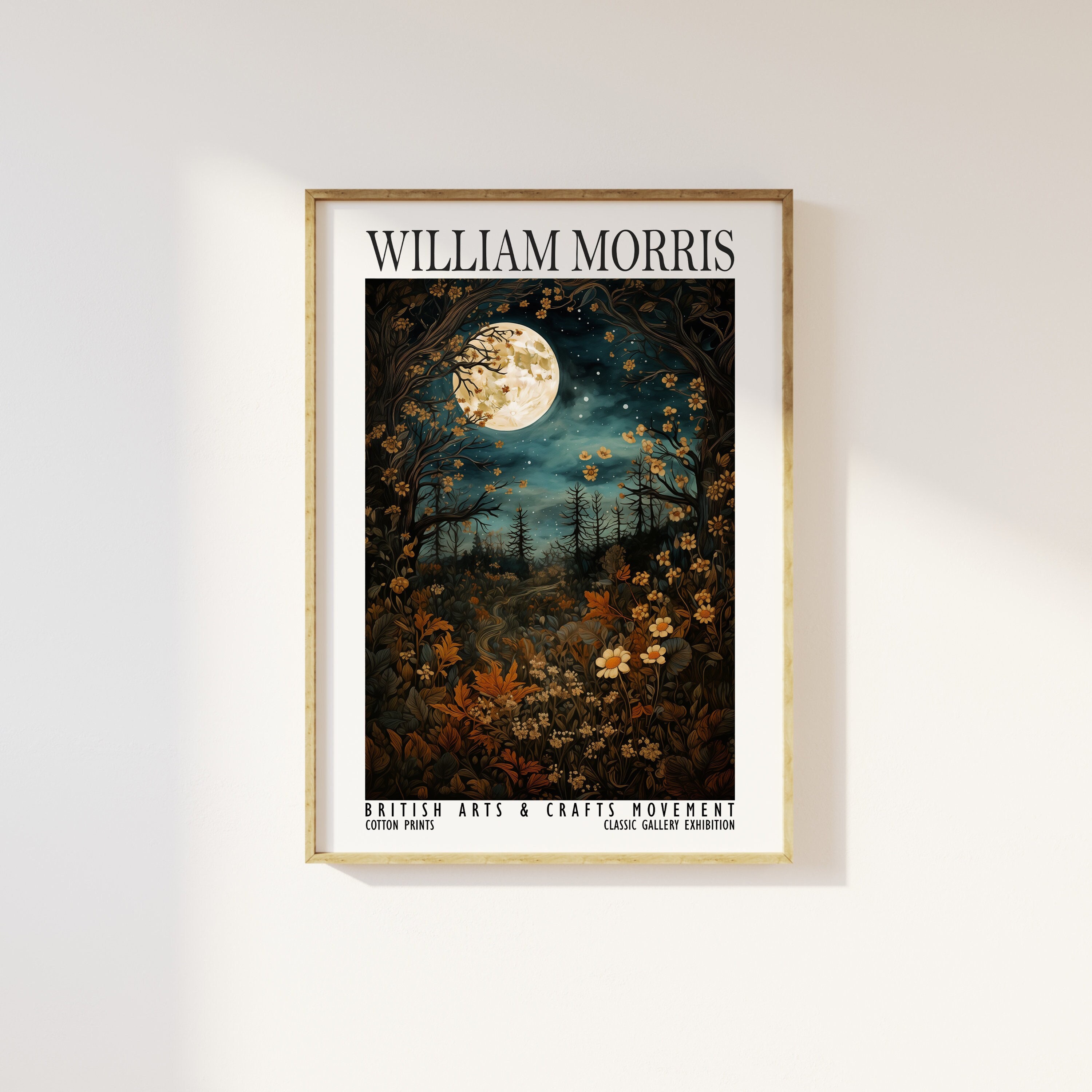 William Morris Full Moon Above Woodland Print - Cotton