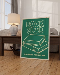 Book Club Retro Print - Book Club Trendy Poster, Library