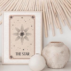 The Star Tarot Print Boho Wall Art, Celestial Wall Prints, Mystical Art, Neutral Decor, Astrology Posters, Tarot Card, Boho Horoscopes, image 3