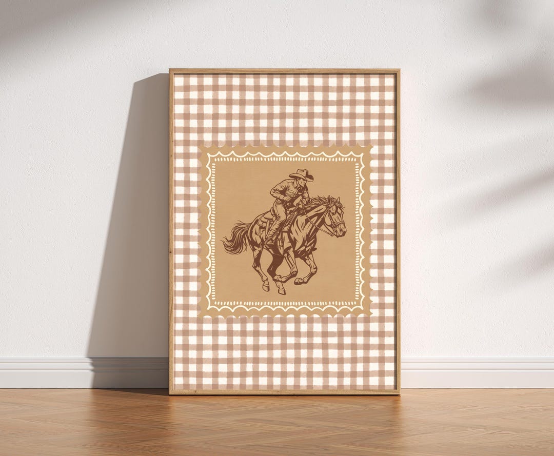 Western Cowboy on Horse Print | Vintage Style Farmhouse Wall Art ...
