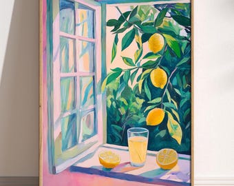 Open Window Henri Matisse Print, Henri Matisse Style Fauvism Painting, Modern Exhibition, Mediterranean, Lemon Tree Lemonade Garden, Summer