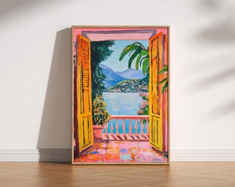 Open Window Henri Matisse Print, Henri Matisse Style Fauvism Painting, Modern Exhibition Print, Patio Doors Italy Mediterranean, Lake Como