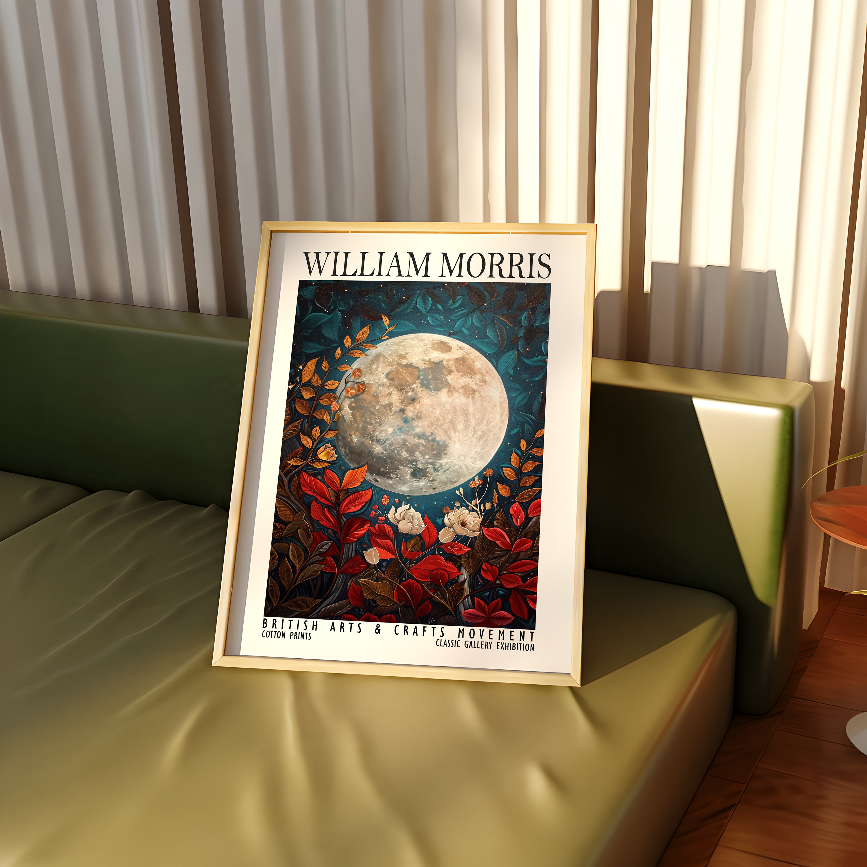 William Morris Full Moon and Flowers Print, Cotton Prints Exhibition ...