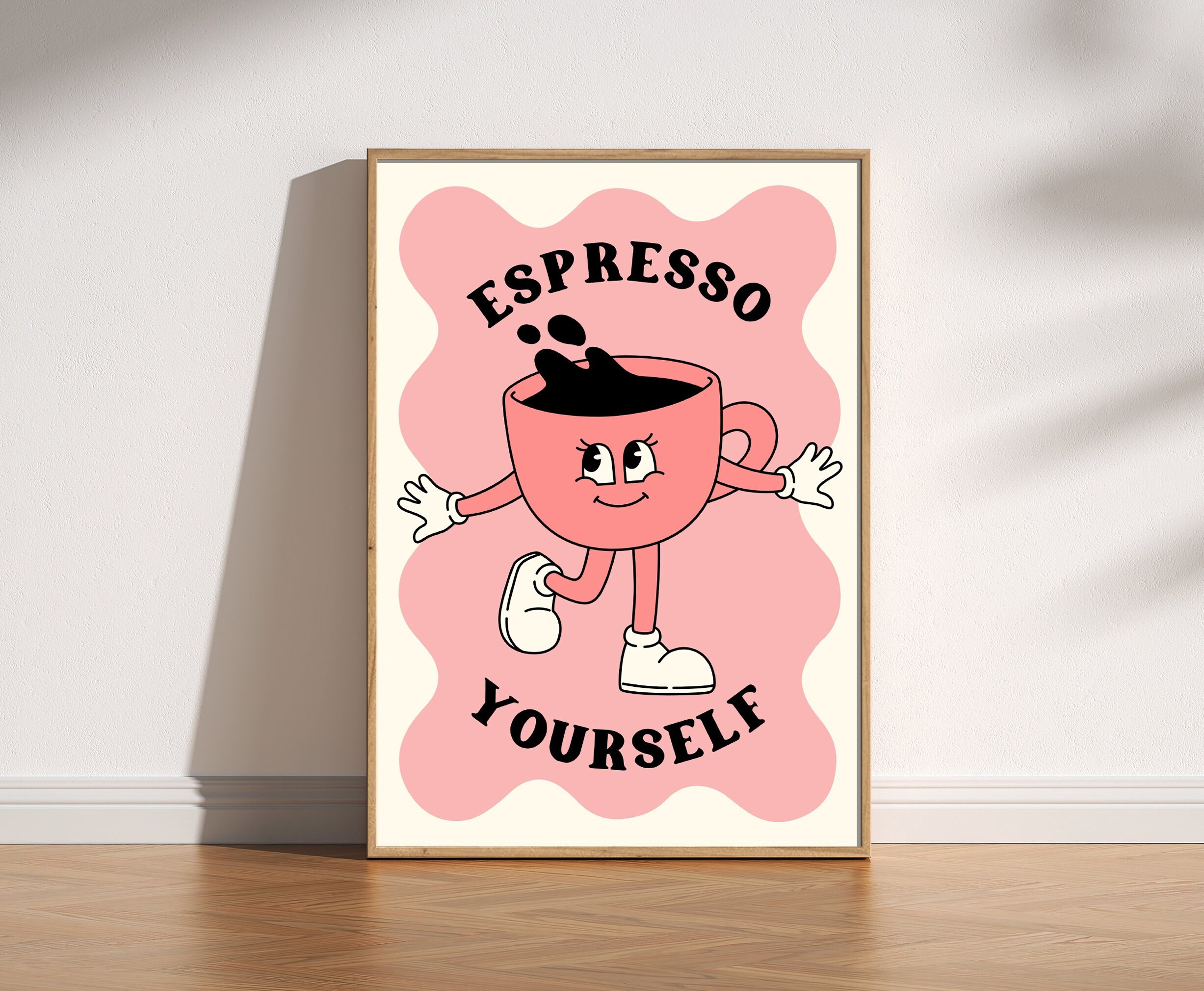 エスプレッソユアセルフレトロキッチンプリント、かわいいレトロ
