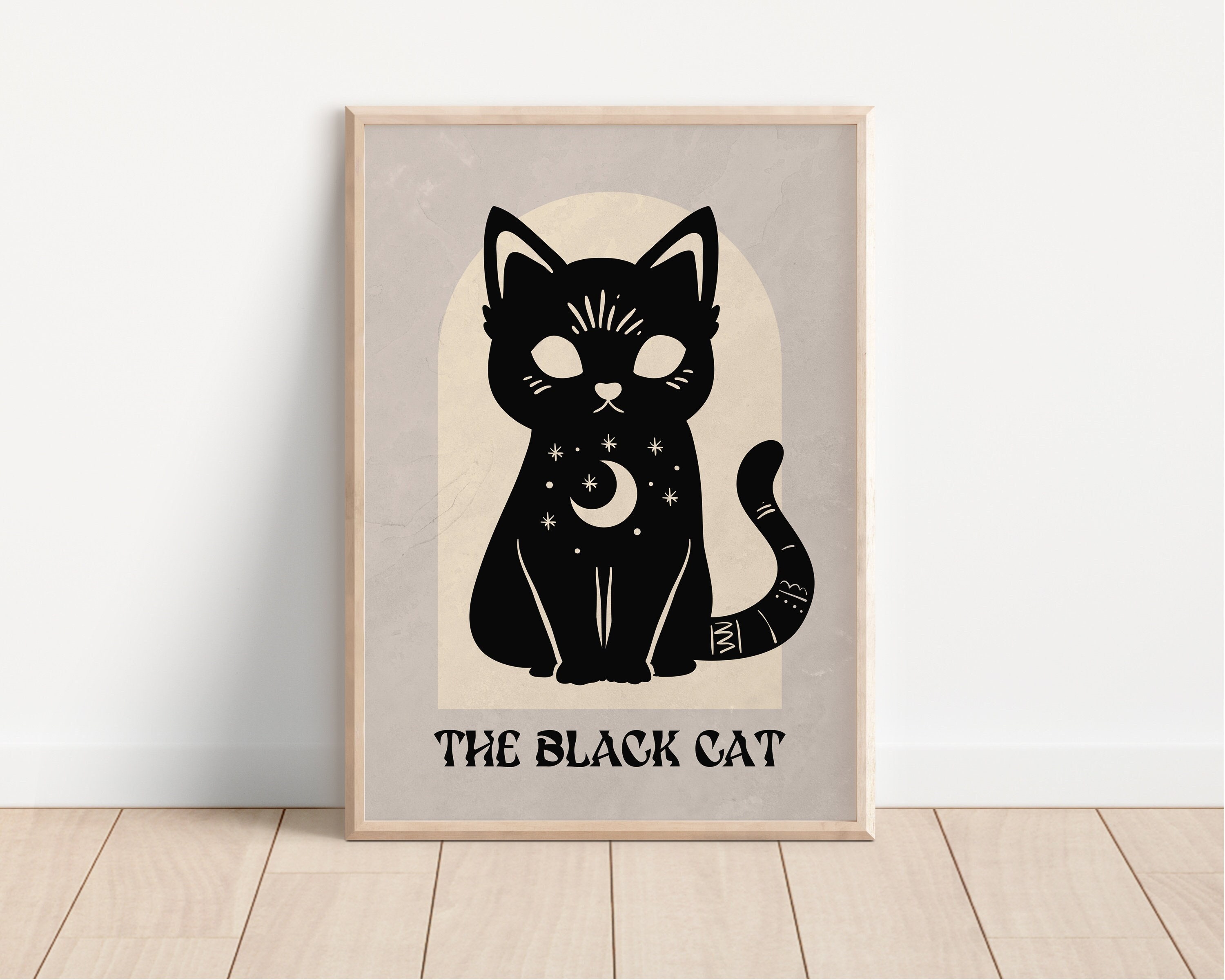 黒猫タロットカードプリント：神秘的なボヘミアンアート - Etsy 日本
