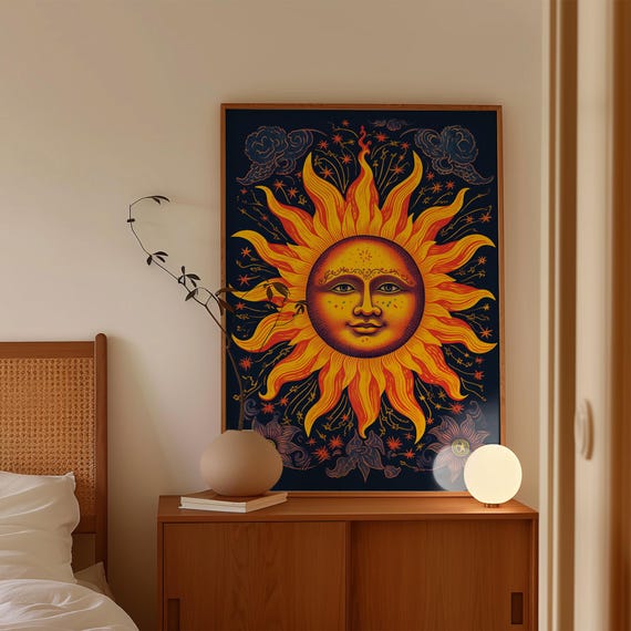 90s Celestial Sun Print, 90s Whimsigoth Celestial Magical
