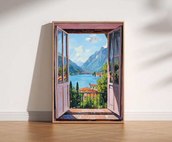 Open Window Henri Matisse Print, Henri Matisse Style Fauvism Painting, Modern Exhibition Print, Patio Doors Italy Mediterranean, Lake Como