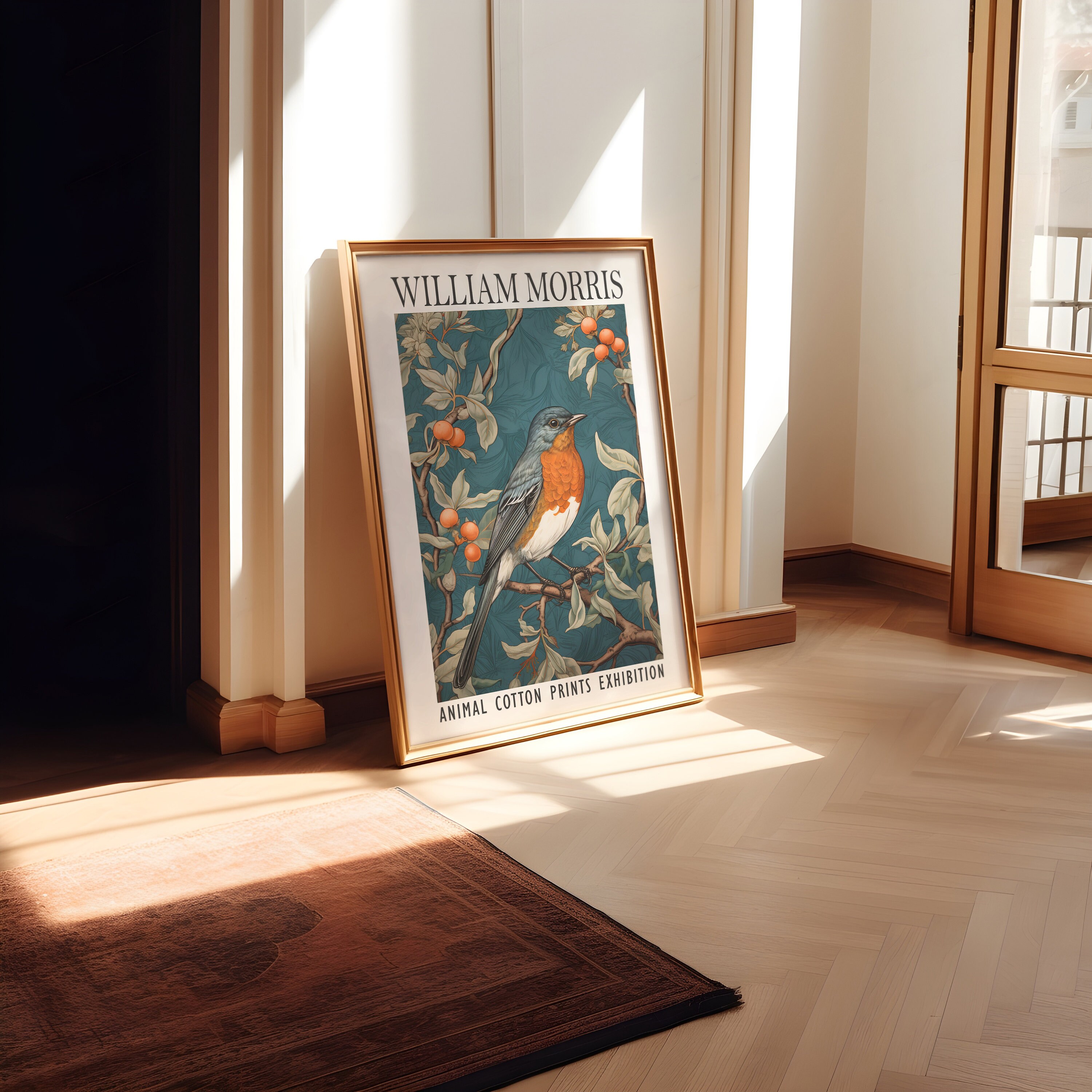 William Morris Peacock, vogelprint, William Morris tentoonstellingsdruk, William Morris poster, vintage muurkunst, textielkunst, vintage poster (363c