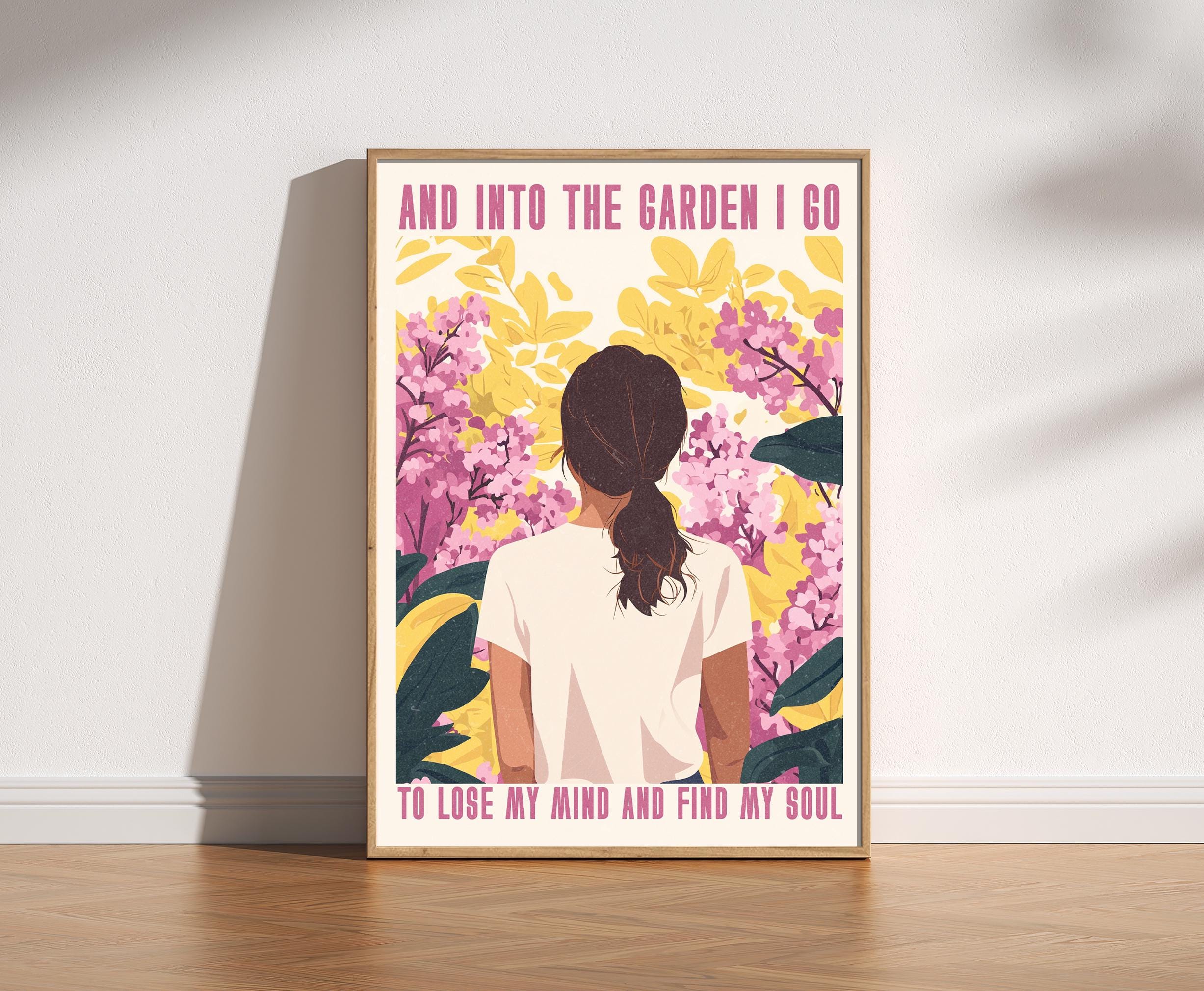 WEIMEILD Targa In Metallo 20x30 Cm "And Into The Garden I Go To Lose My Mind And Find My Soul" - Decorazione Parete