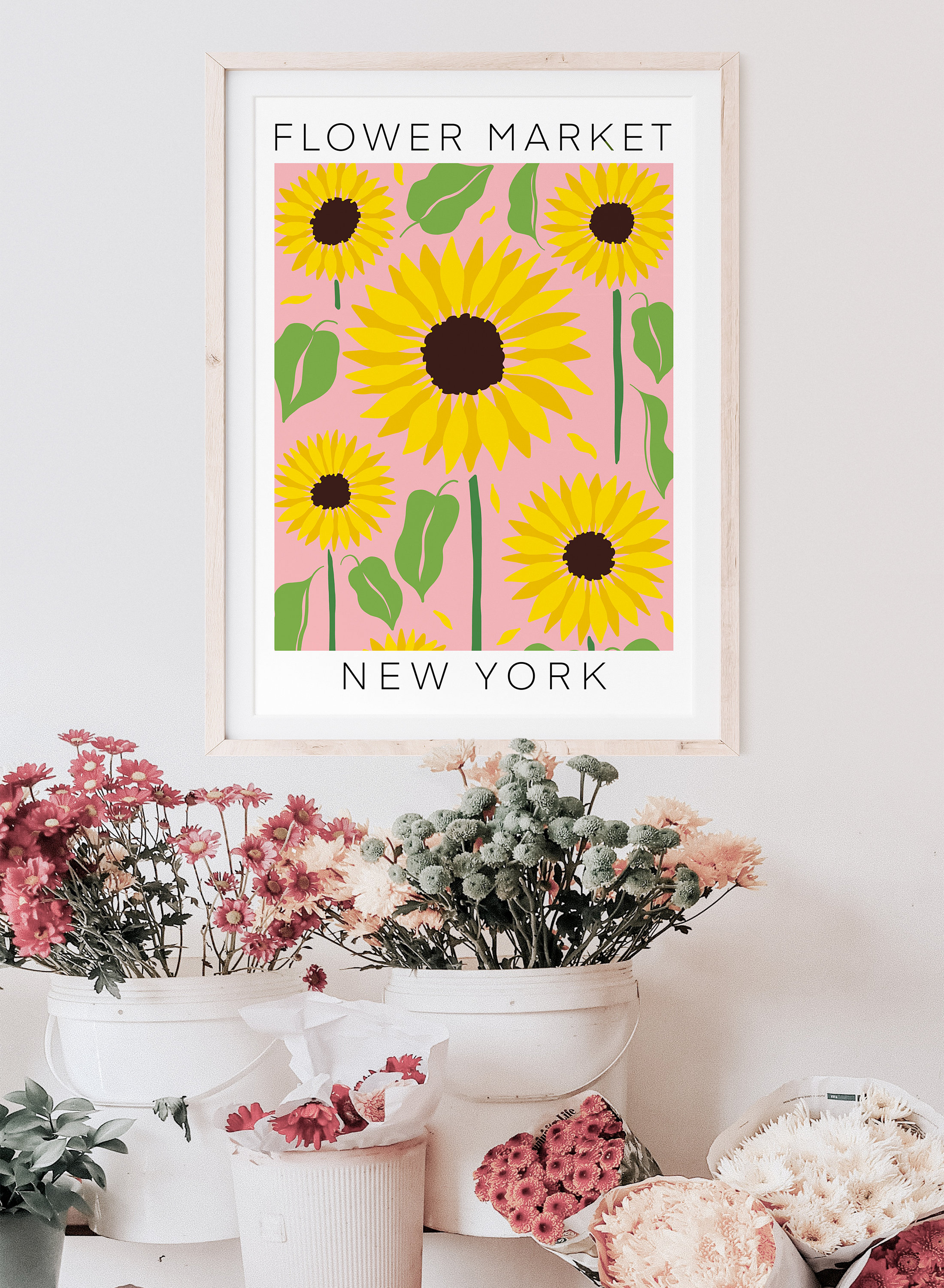 Flower Market Print New York Flower Market Floral Print Etsy UK