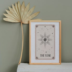 The Star Tarot Print Boho Wall Art, Celestial Wall Prints, Mystical Art, Neutral Decor, Astrology Posters, Tarot Card, Boho Horoscopes, image 2