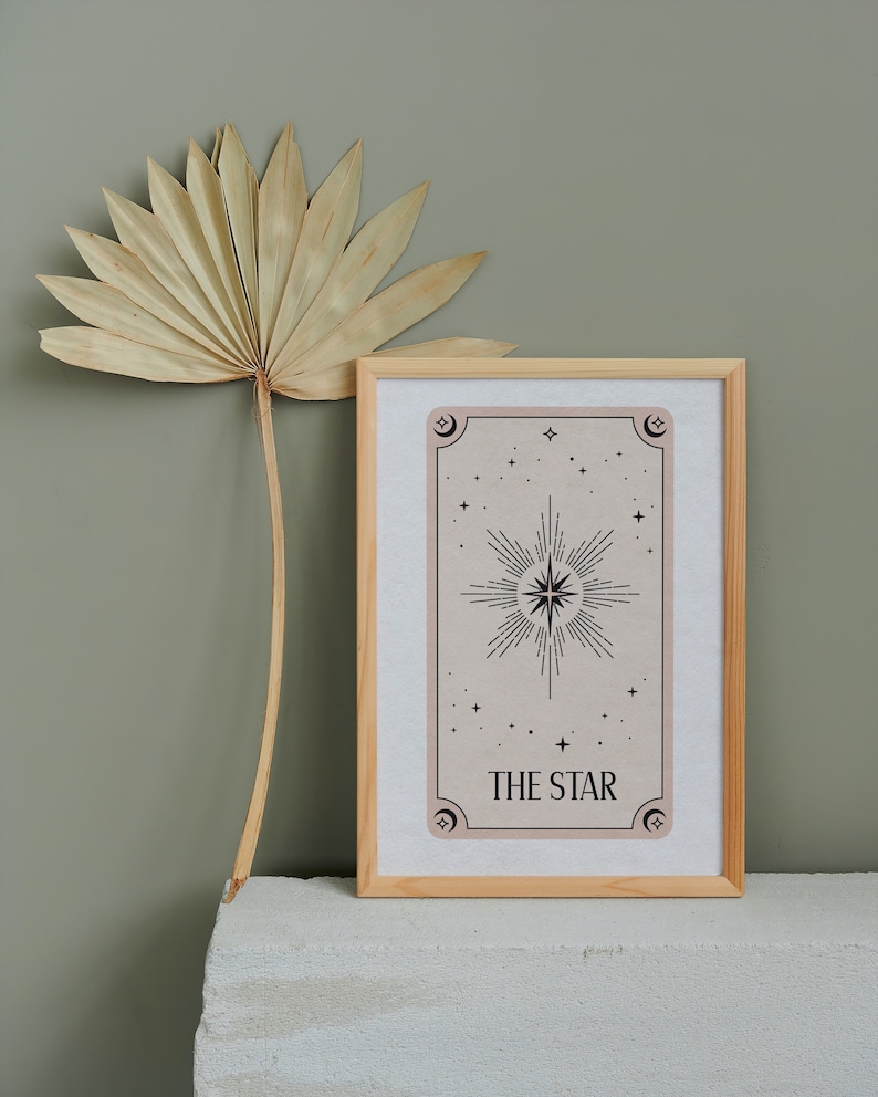 The Star Tarot Print Boho Wall Art, Celestial Wall Prints, Mystical Art, Neutral Decor, Astrology Posters, Tarot Card, Boho Horoscopes, image 2