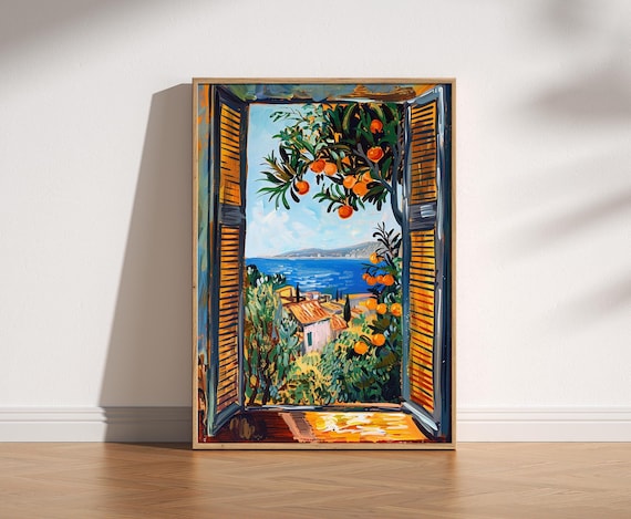 Open Window Henri Matisse Print, Henri Matisse Style Fauvism Painting, Modern Exhibition Print, Mediterranean Sea, Orange Tree, Coastal View
