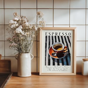 Bring the warmth of Italy into your home with this espresso wall art print. Featuring a rich and vibrant painting of a classic espresso cup, this artwork captures the heart of Italian coffee culture. Perfect for kitchens, dining rooms, cafés, or as a thoughtful gift for any coffee lover, this piece adds a stylish Mediterranean touch to your walls.