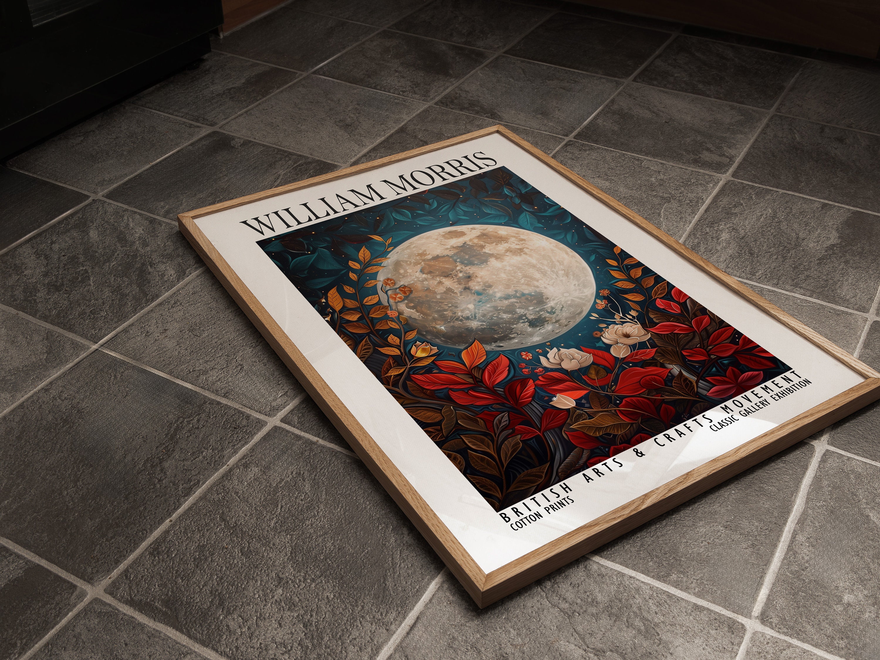 William Morris Full Moon and Flowers Print, Cotton Prints Exhibition ...