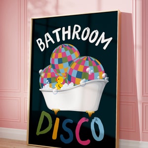 Bathroom Disco Retro Colourful Print - Bathroom Poster, Disco Aesthetic ...