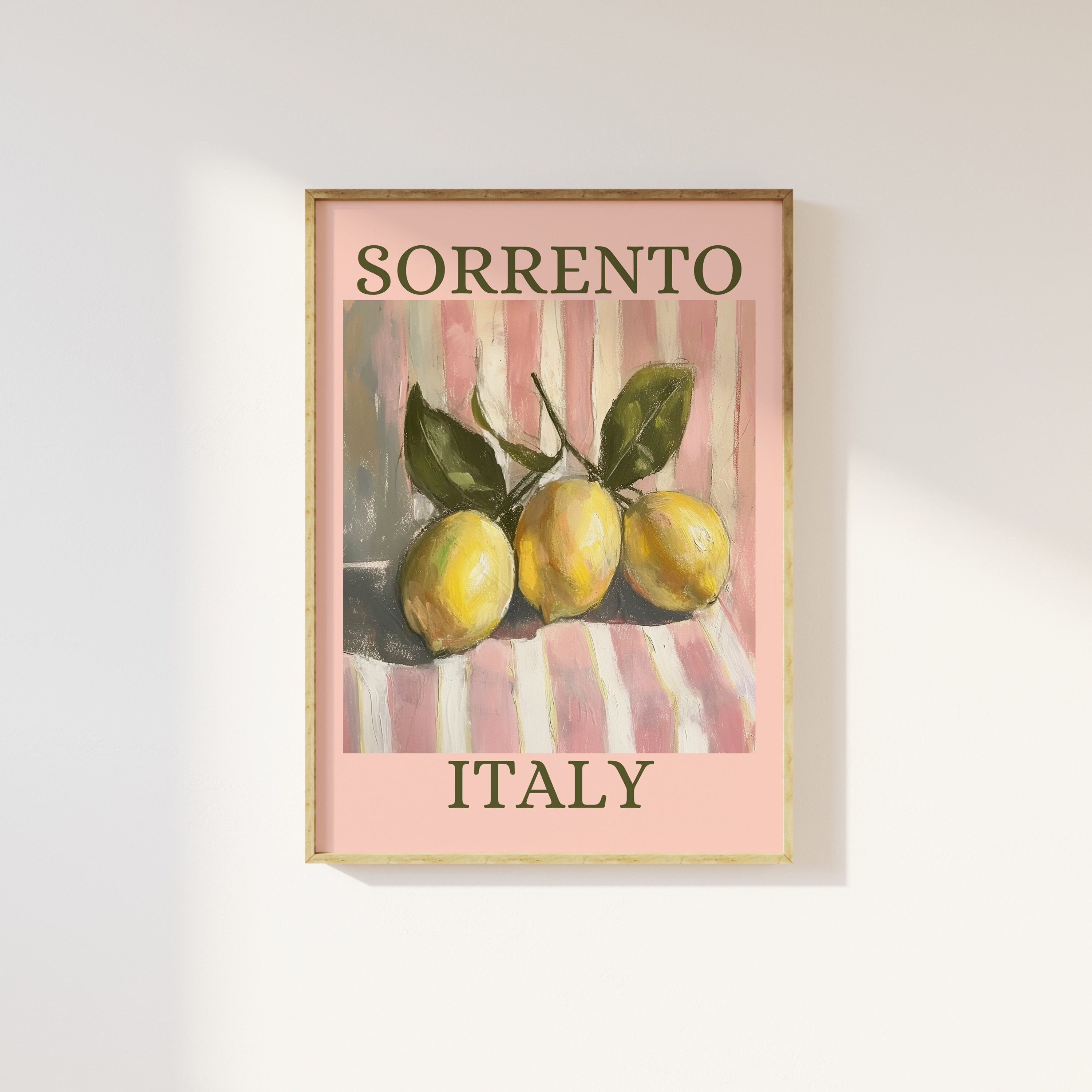 Sorrento Italy Lemon Pink Aesthetic Print - Pink and White Pastel