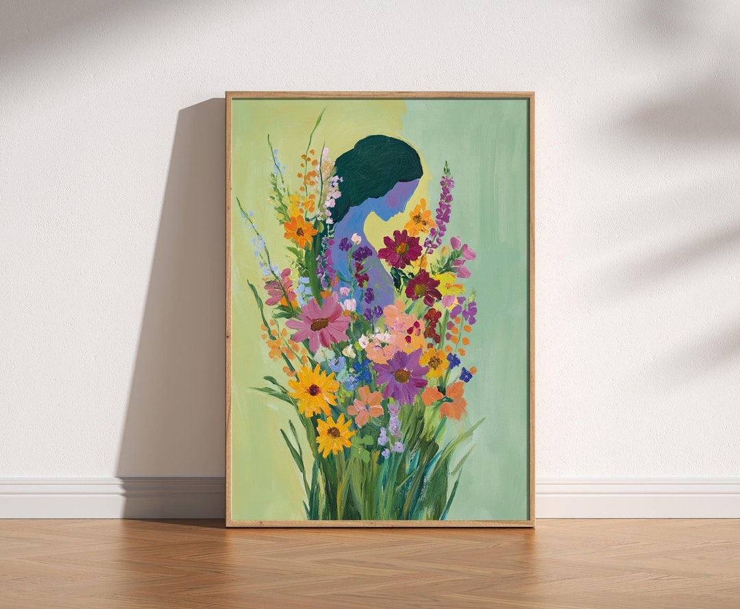 Woman's Silhouette Intertwined With Wildflowers Print - Femininity ...