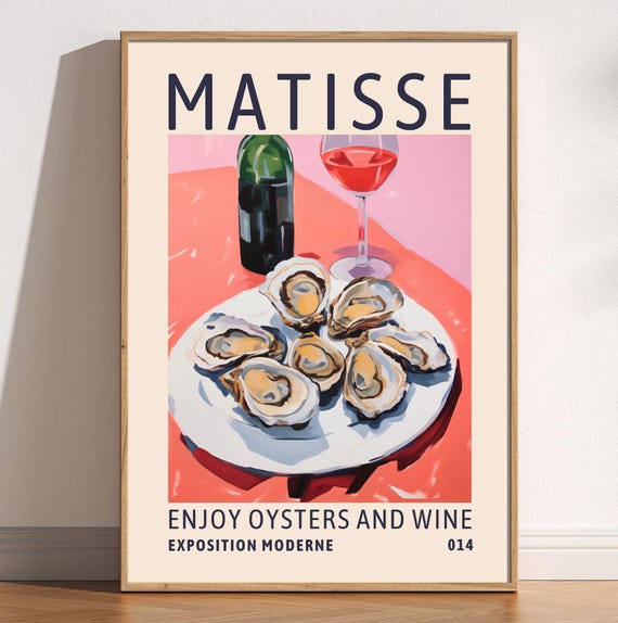 【日本未入荷】アンリ・マティス　エキシビジョンポスター　Matisse、ヴィトン アンリ・マティス作「牡蠣とワイン」の版画：モダンキッチンアート