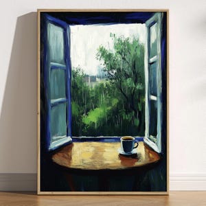 Open Window Henri Matisse Print, Henri Matisse Style Fauvism Painting, Modern Exhibition Print, Cosy Rainy Day Nature, Cottagecore Coffee