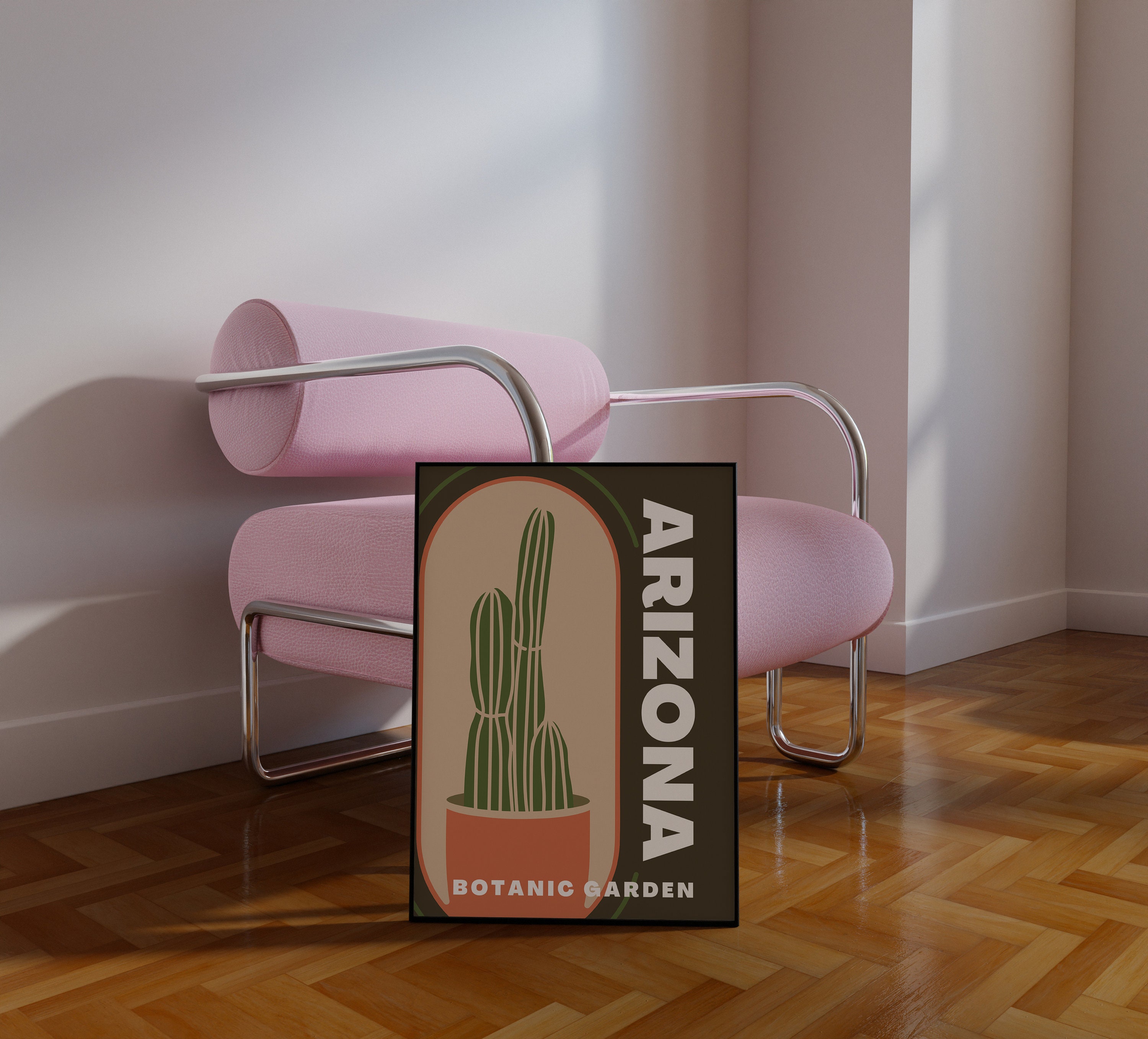 アリゾナ植物園のプリント - カラフルなレトロアート、グルーヴィーな