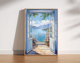 Open Window Henri Matisse Print, Henri Matisse Style Fauvism Painting, Modern Exhibition Print, Patio Doors Italy Mediterranean, Lake Como